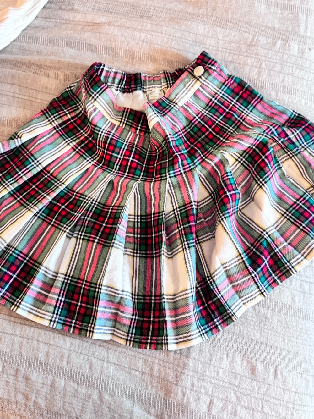 aerie Red and White Plaid Pleated Mini Skirt